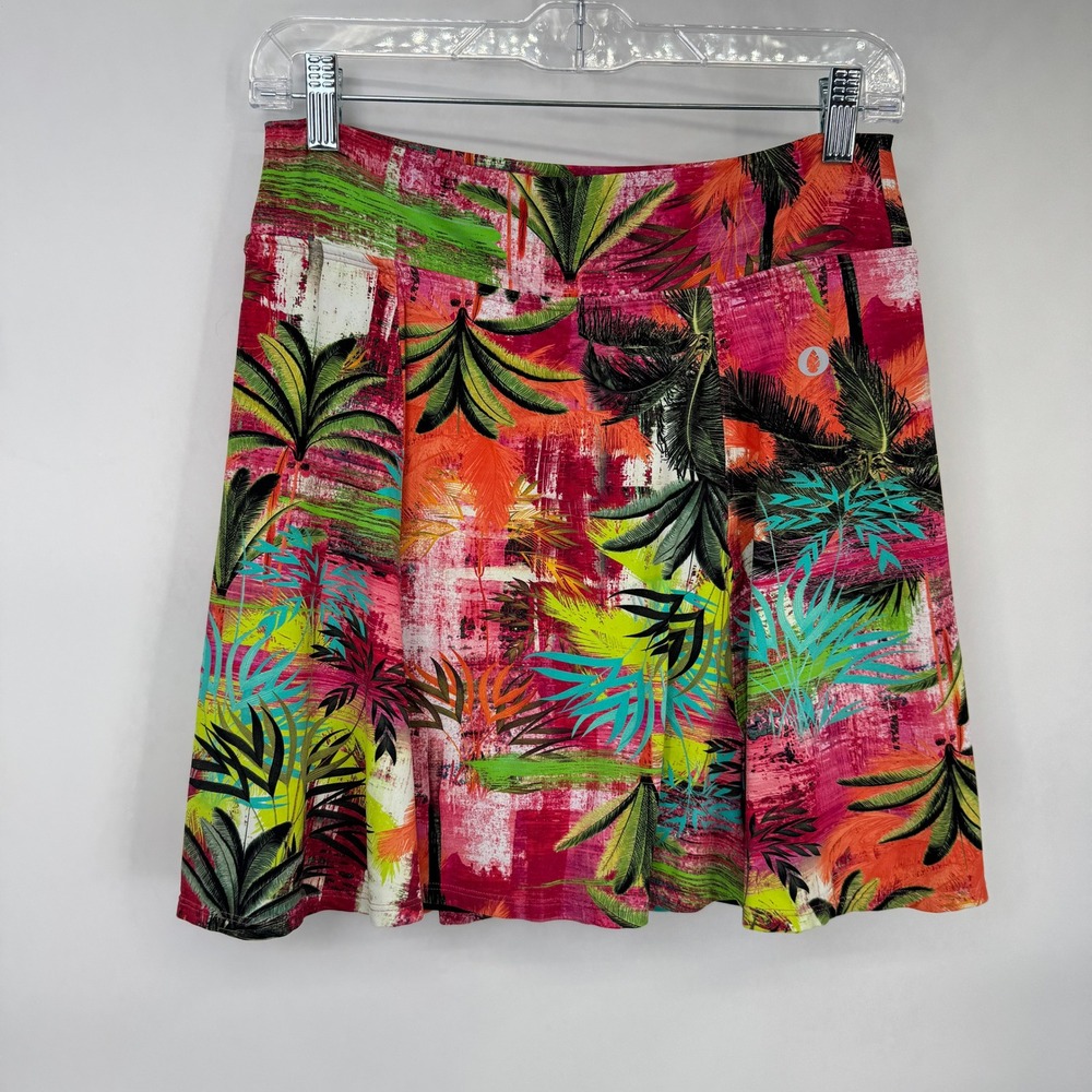 Tropical Print Skort in Fuchsia Pink - Picture 3 of 15